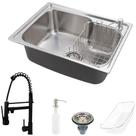 Cuba para cozinha pia com acessórios Matis e Torneira monocomando gourmet Munim Preto Pingoo.casa