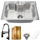Cuba para cozinha pia inox acessórios tábua carajás torneira gourmet monocomando munim preta pingoo