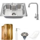 Cuba para Cozinha pia Inox com acessórios e tábua Carajás e Torneira para cozinha Tinguá PIngoo.casa