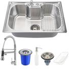 Cuba para cozinha pia inox lixeira acessórios Torneira cozinha Gourmet misturador PIngoo.casa