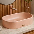 Cuba Pequena Rosa Banheiro Oval Apoio Lavabo Concreto Sobrepor