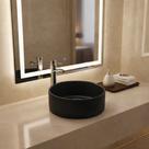 Cuba Pia Banheiro Lavabo de Apoio Ceramica Sobrepor Preta Redonda 30x30x11cm Bolonha