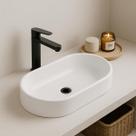 Cuba Pia De Apoio Sobrepor de Banheiro Lavabo Lavatório Branca em marmore sintético 42cm Cuba Pia De Apoio Sobrepor de Banheiro Lavabo Lavatório Branca em marmore sintético 42cm
