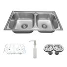 Cuba Pia Dupla 68x38 Cozinha Gourmet Aço Inox com Acessórios Tubrax Cuba Pia Dupla 68x38 Cozinha Gourmet Aço Inox com Acessórios Tubrax