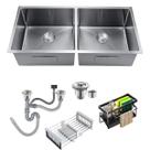 Cuba Pia Dupla Inox Quadrada Cozinha Gourmet 72x43cm com Acessórios Cuba Pia Dupla Inox Quadrada Cozinha Gourmet 72x43cm com Acessórios