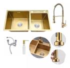 Cuba Pia Gourmet Dupla Cozinha Aço Inox + Torneira Flexivel