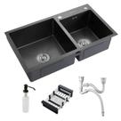 Cuba Pia Gourmet Dupla Preta Cozinha Aço Inox Com Acessórios Cuba Pia Gourmet Dupla Preta Cozinha Aço Inox Com Acessórios