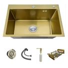 Cuba Pia Inox Dourado Quadrada 60x45 Gourmet Com Acessórios