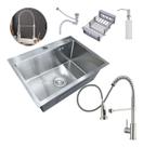 Cuba Pia Inox Prata Quadrada Cozinha Com Torneira Flexivel