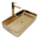Cuba Pia Louça Cerâmica Apoio Banheiro 61x35cm Luxo Gold