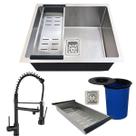 Cuba premium 44x44 inox304 torneira preta e lixeira embutida Cuba premium 44x44 inox304 torneira preta e lixeira embutida