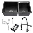 Cuba Preta Quadrada Gourmet Cozinha Pia Aço Inox Acessórios + Torneira Monocomando Preta Brinovar Cuba Preta Quadrada Gourmet Cozinha Pia Aço Inox Acessórios + Torneira Monocomando Preta Brinovar