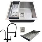 Cuba quadrada 44x44cm inox 304 e torneira preta para filtro Cuba quadrada 44x44cm inox 304 e torneira preta para filtro