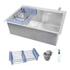 Cuba Quadrada Cozinha Pia Com Acessórios 60x45cm Aço Inox