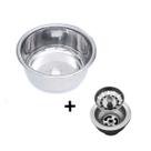 Cuba Redonda Inox 25 Cm + Válvula - Aço Inox 304 Lavabo Cuba Redonda Inox 25 Cm + Válvula - Aço Inox 304 Lavabo