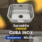 Cuba Retangular de Inox Tramontina 40x34x14,5 cm Pia Cozinha Embutir Aço Inoxidável