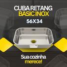 Cuba Retangular Inox 56x34x14,5 cm Pia de Cozinha Aço Inoxidável Embutir