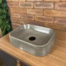 Cuba Rustica Concreto Cinza Banheiro Lavabo Sobrepor Pia de Apoio Retangular Industrial