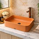 Cuba Sobrepor Retangular Concreto Rustica Industrial de Apoio Terracota Lavabo
