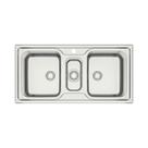 Cuba sobrepor tramontina marea deep 2 cubas e auxiliar em inox acabamento escovado 100x50cm com valvula 93816513