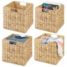 Cube Organizer Basket MDesign Natural Woven Hyacinth, pacote com 4