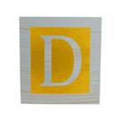 Cubo Amarelo Letra Azul Bebê com Aplique Festa Chá de Bebê Decoração 8x8x8 Cm Mdf Madeira