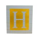 Cubo Amarelo Letra Azul Bebê com Aplique Festa Chá de Bebê Decoração 8x8x8 Cm Mdf Madeira