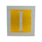 Cubo Amarelo Letra Azul Bebê com Aplique Festa Chá de Bebê Decoração 8x8x8 Cm Mdf Madeira