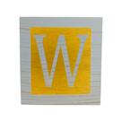 Cubo Amarelo Letra Azul Bebê com Aplique Festa Chá de Bebê Decoração 8x8x8 Cm Mdf Madeira