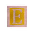 Cubo Amarelo Letra Rosa Bebê com Aplique Festa Chá de Bebê Decoração 8x8x8 Cm Mdf Madeira