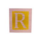 Cubo Amarelo Letra Rosa Bebê com Aplique Festa Chá de Bebê Decoração 8x8x8 Cm Mdf Madeira