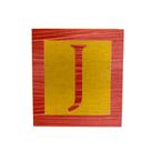 Cubo Amarelo Letra Vermelho com Aplique Festa Chá de Bebê Decoração 8x8x8 Cm Mdf Madeira