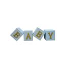 Cubo Azul Bebê Letra Amarelo Festa Chá de Bebê Decoração 8x8x8 Cm Mdf Madeira