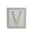Cubo Branco Letra Azul Bebê com Aplique Festa Chá de Bebê Decoração 8x8x8 Cm Mdf Madeira
