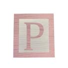Cubo Branco Letra Rosa Bebê com Aplique Festa Chá de Bebê Decoração 8x8x8 Cm Mdf Madeira