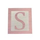Cubo Branco Letra Rosa Bebê com Aplique Festa Chá de Bebê Decoração 8x8x8 Cm Mdf Madeira