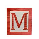 Cubo Branco Letra Vermelha com Aplique Festa Chá de Bebê Decoração 8x8x8 Cm Mdf Madeira