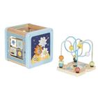 Cubo de Atividades - Espacial, da Tooky Toy - Brinquedo Educativo de Madeira com Aramado - Cód. TJ932