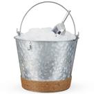 Cubo de Hielo tipo Granero con Cuerda, Metal Galvanizado de 3.8L con Cuchara