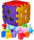 Cubo didático colorido mercotoys peças de encaixar números desenhos