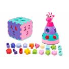 Cubo Girafa Didático Brinquedo Educativo Formas Encaixe Cor:Rosa