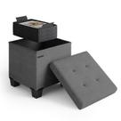 Cubo otomano de armazenamento STORAGEBUD com compartimento pequeno cinza