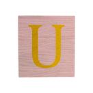 Cubo Rosa Bebê Letra Amarela Festa Chá de Bebê Decoração 8x8x8 Cm Mdf Madeira