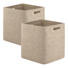 Cubos de armazenamento OIAHOMY 28x28x28cm 100% algodão marrom, pacote com 2 unidades