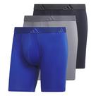 Cueca boxer masculina Adidas, pacote com 3 unidades, microfibra Team, azul real/cinza