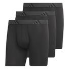 Cueca boxer masculina Adidas, pacote com 3 unidades, preta/cinza ônix/preta, microfibra