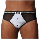Cueca Garçom com Estampa de Smoking em Tule Cueca Garçom com Estampa de Smoking em Tule
