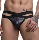 Cueca Jock Em Suplex Preto Com Elástico Duplo Frontal