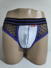 Cueca Jock Strap Branca com Detalhes Roxo e Renda em Poá - Frantz Design