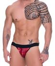 Cueca Jockstrap Cirré Vermelha Estampa Cobra.